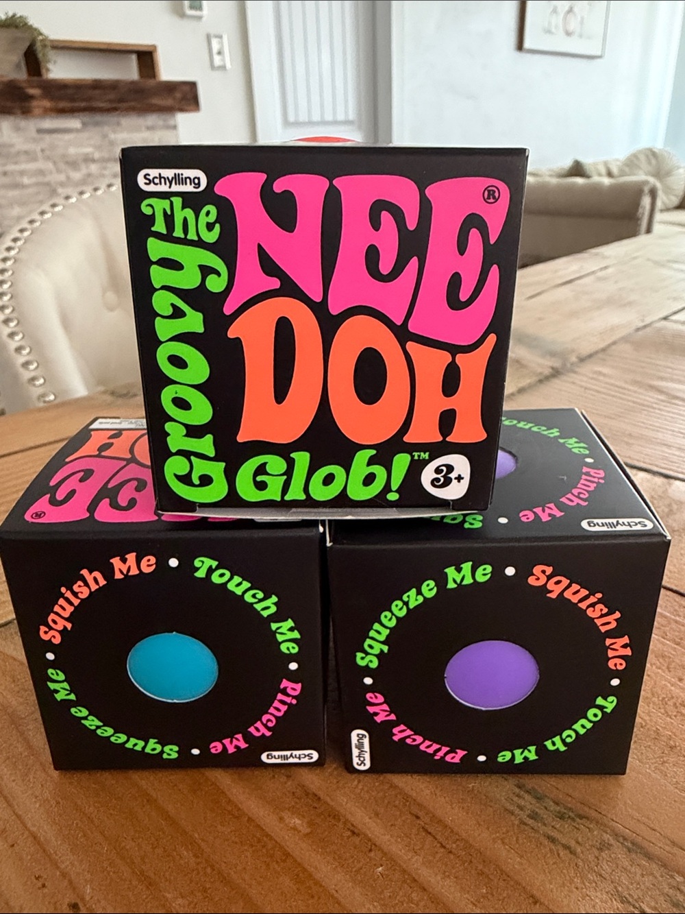 Three 3 Schylling Groovy The Nee Doh Glob! Orange purple & Blue Authentic